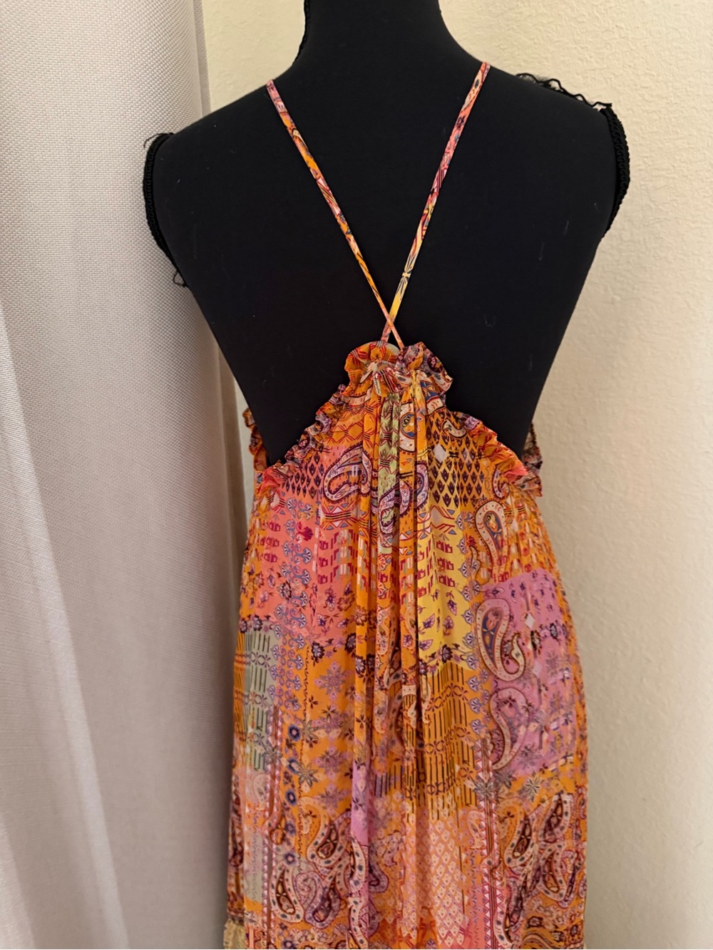 Alexis Rosaline Sunset Paisley Halter Tiered Boho Maxi Dress Medium - Picture 7 of 9